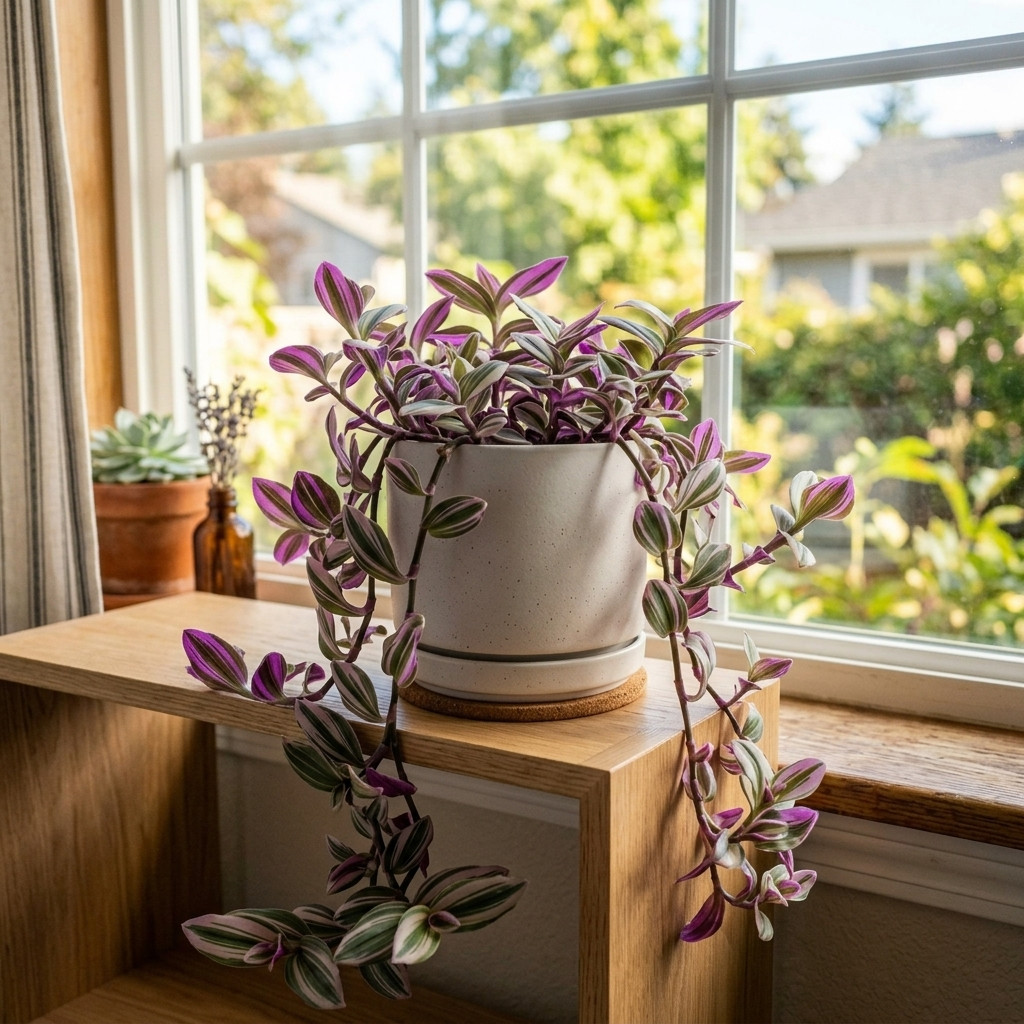 2 Rooted Tradescantia Nanouk Cuttings Vibrant Pink and Green Trailing Houseplant