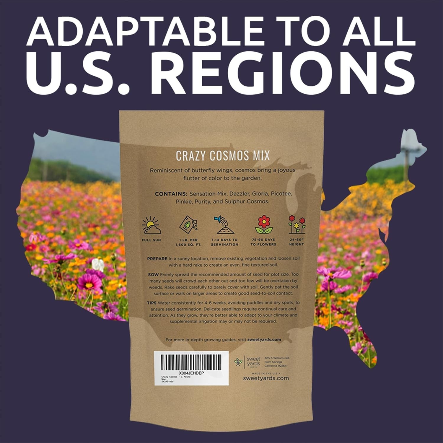 Cosmos Wildflower Mix – 1 lb Bag – 80,000 Seeds