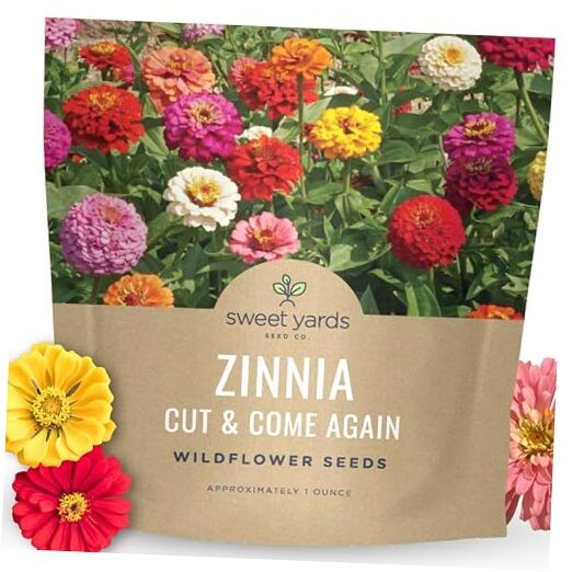 Zinnia Cut & Come Again Mix – Large 1 Ounce Packet 1 Ounce Pouch (4,000 Seeds)
