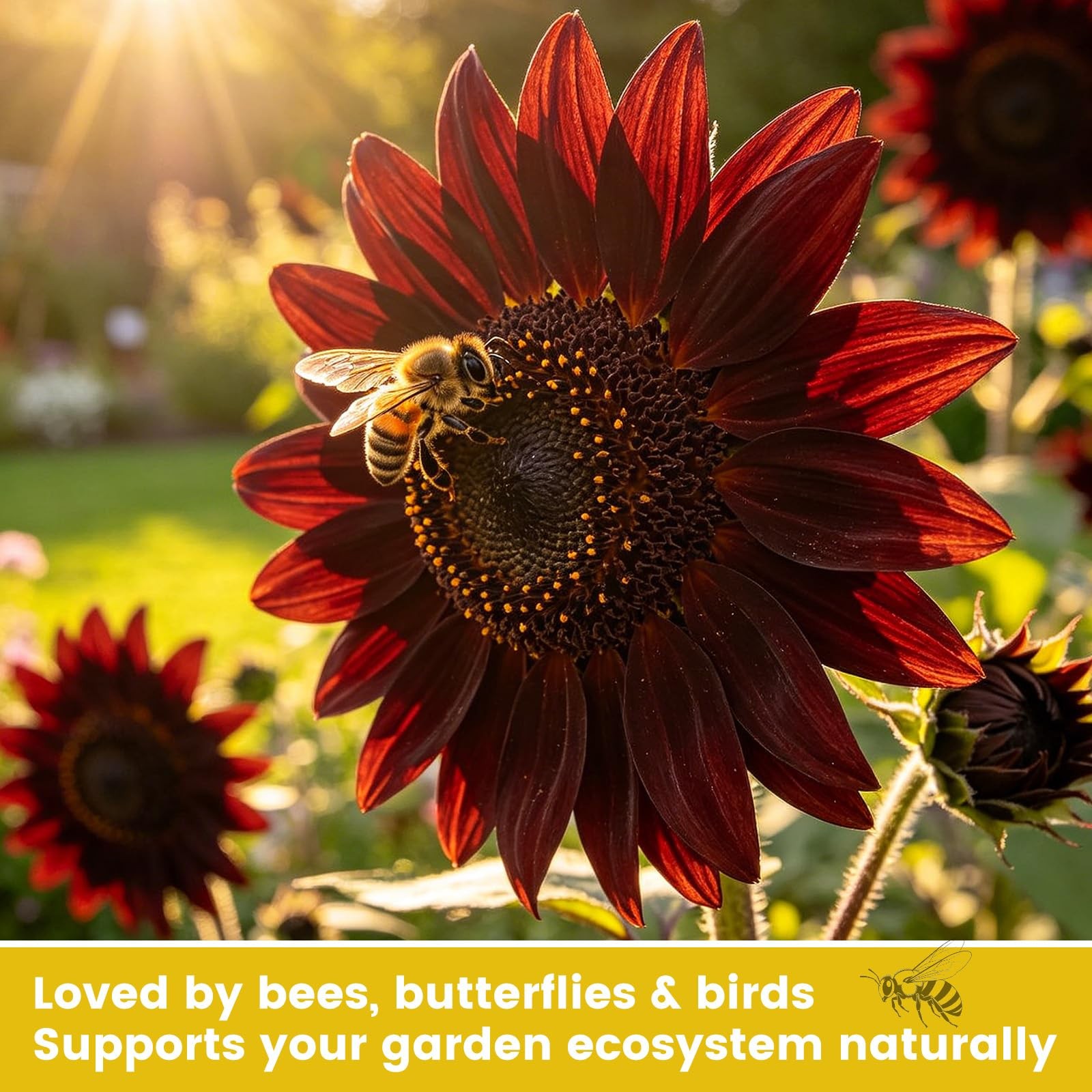 Chocolate Cherry Sunflower Seeds for Planting | Rare Burgundy Black Blooms, 6…