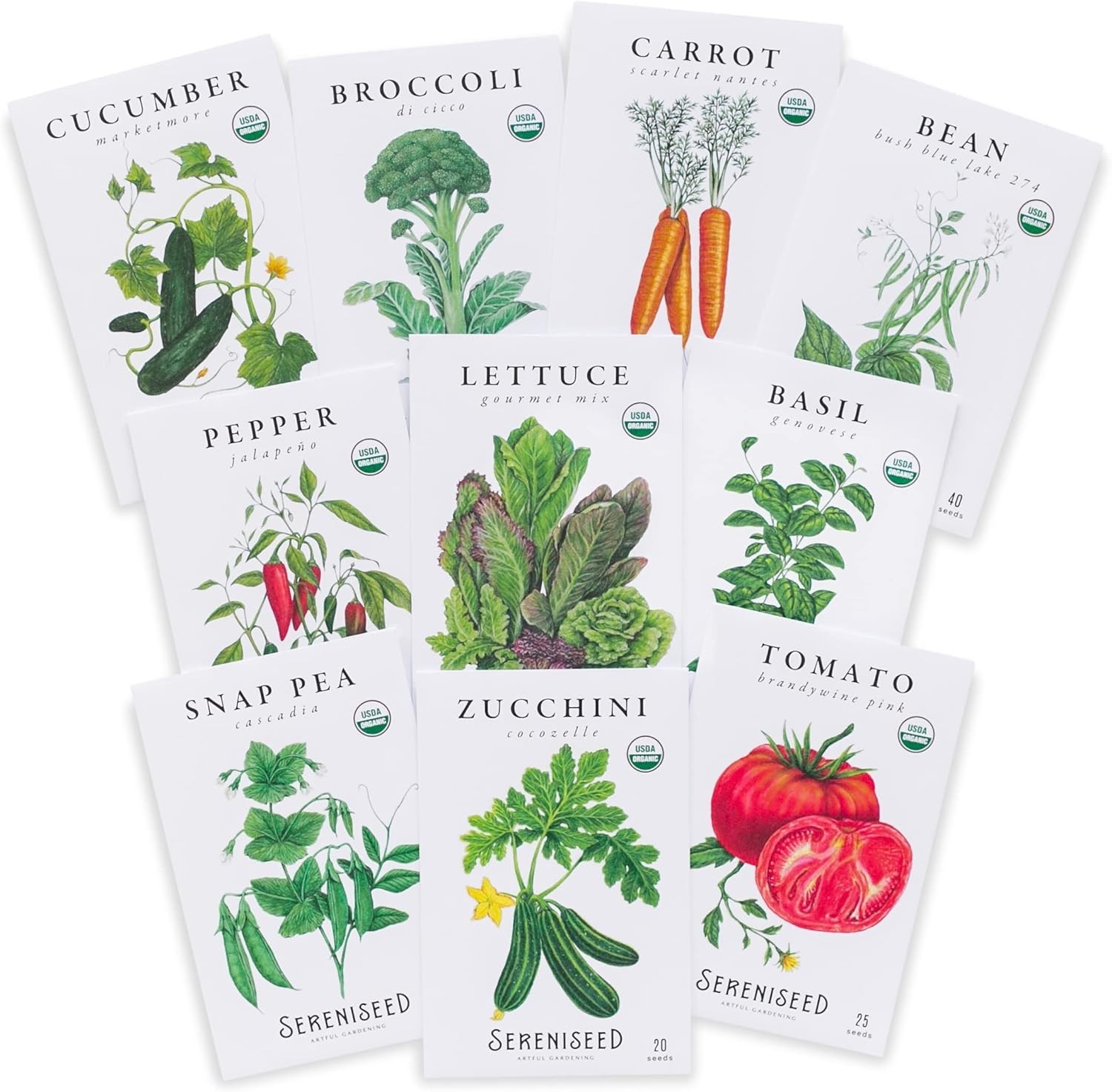 Diverse 10-Pack Organic Vegetable Seeds for Vibrant Gardening – Non-GMO Quality