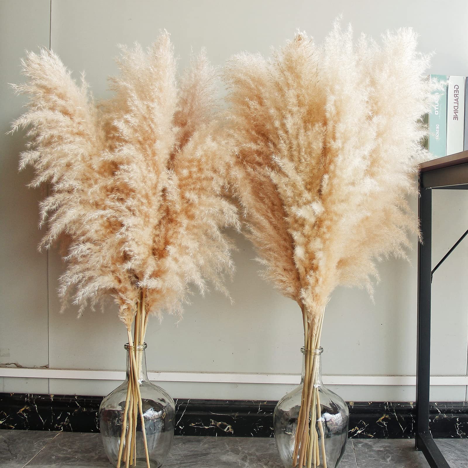 40″ inch 10 Stems Natural Pampas Grass Decor Tall, pompas Grass, Large, Beige