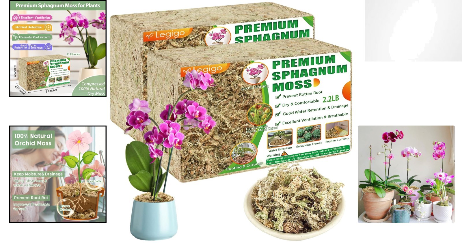 4.4lbs Organic Sphagnum Moss – 80QT Natural Plant Soil for Orchids