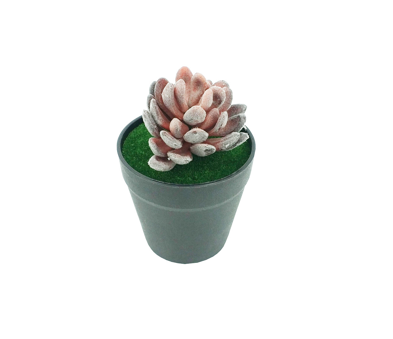 5.5″ H Black Planter w/ Succulent Purple Gem Forever Artificial Green Turf Moss