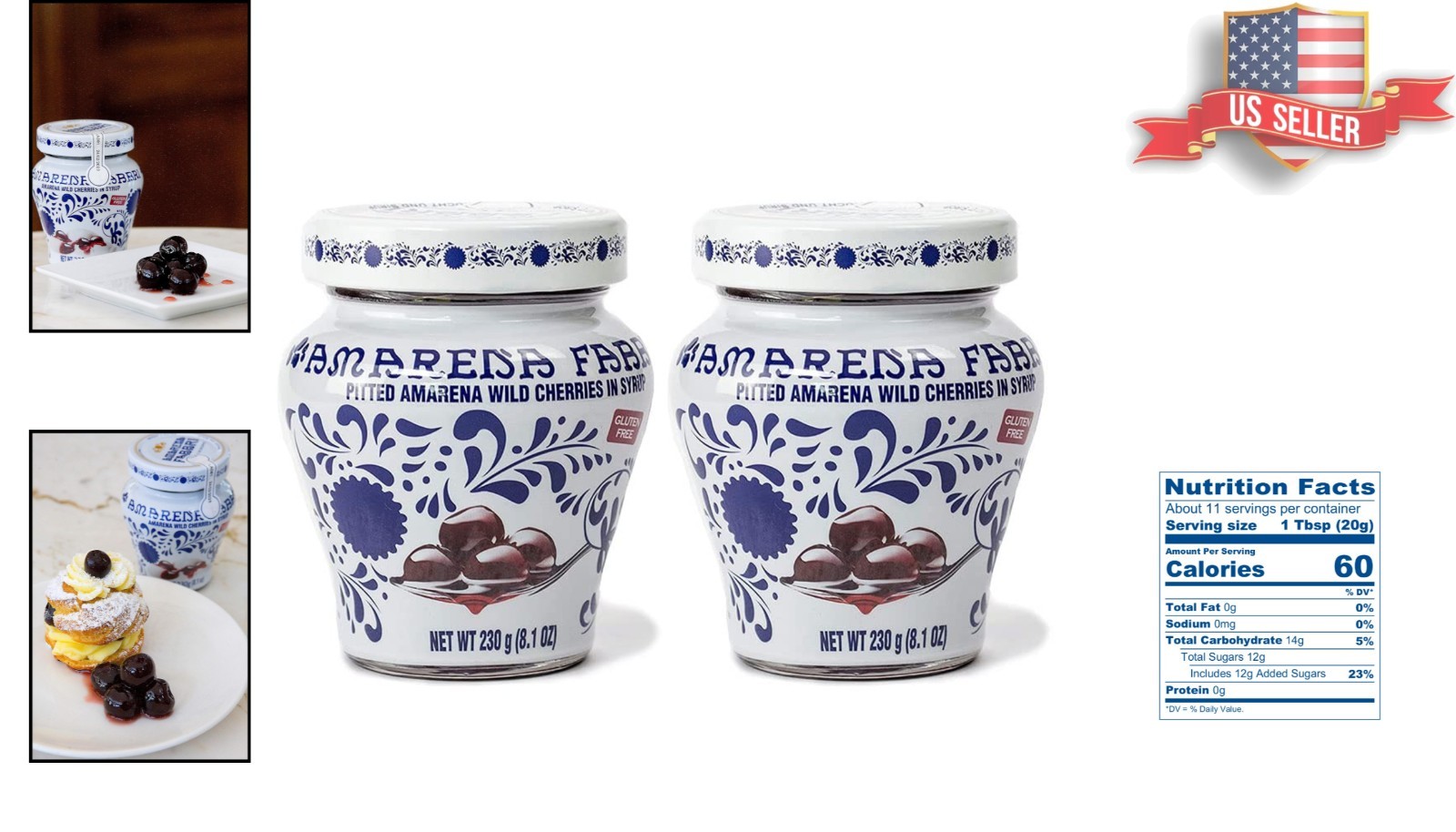 8.1oz Fabbri Amarena Cherries (Pack of 2) – Gluten-Free Italian Delicacy