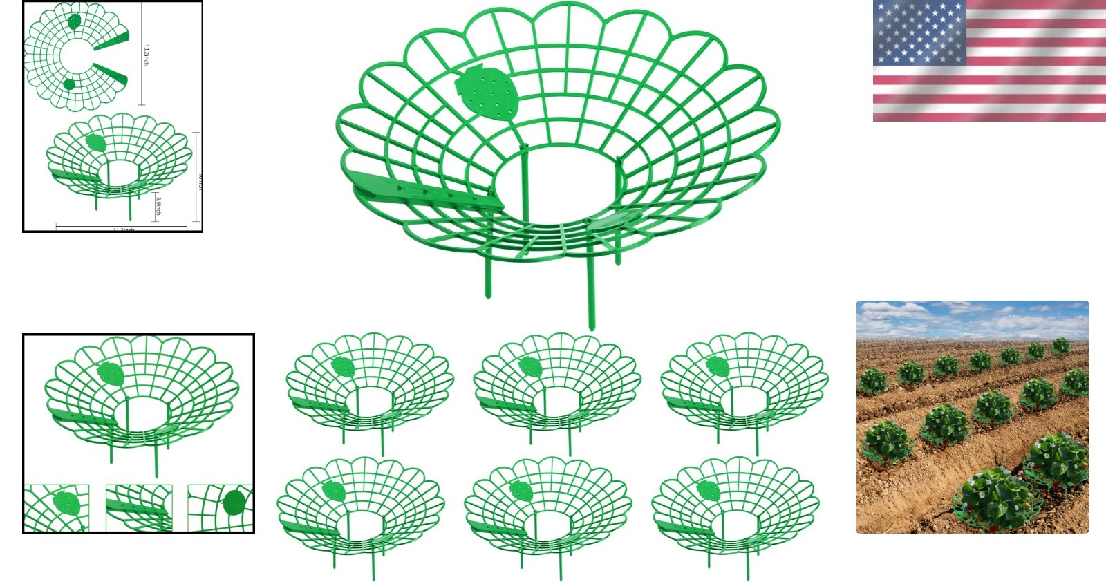 Flexible 6 Pack Strawberry Supports with Easy Locking for Mess-Free Gardening