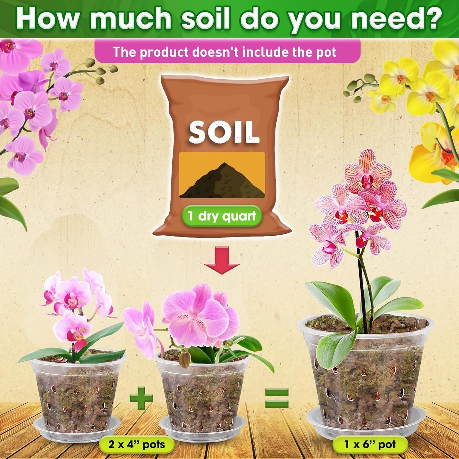 Orchid Potting Mix 2QT with Forest Moss Pine Bark Perlite Pumice Drainage Ind…