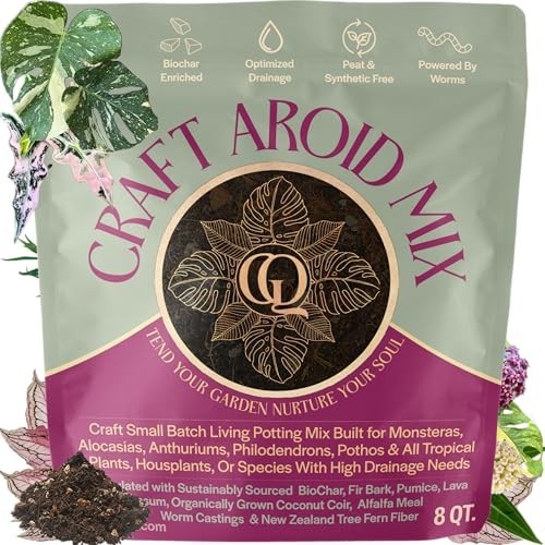 Organic Potting Mix for Aroids & Tropical Plants – Well Draining, Chunky Soil, 8