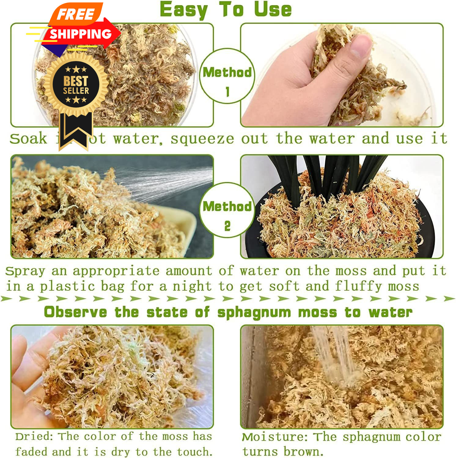 Legigo 3.5oz Premium Sphagnum Moss Potting Mix- 4 4 quarts, 4 QT(Appx.3.5oz)