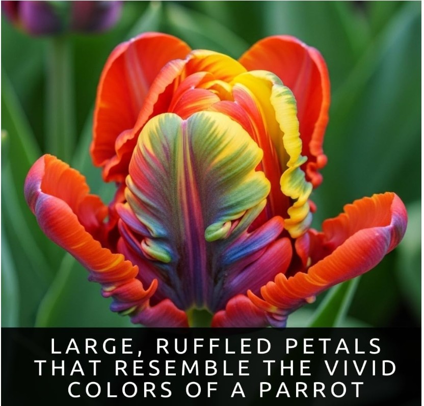 Rainbow Parrot Tulip Bulbs – Huge Multicolor Flowers – 15-20″ Tall (10 Bulbs)