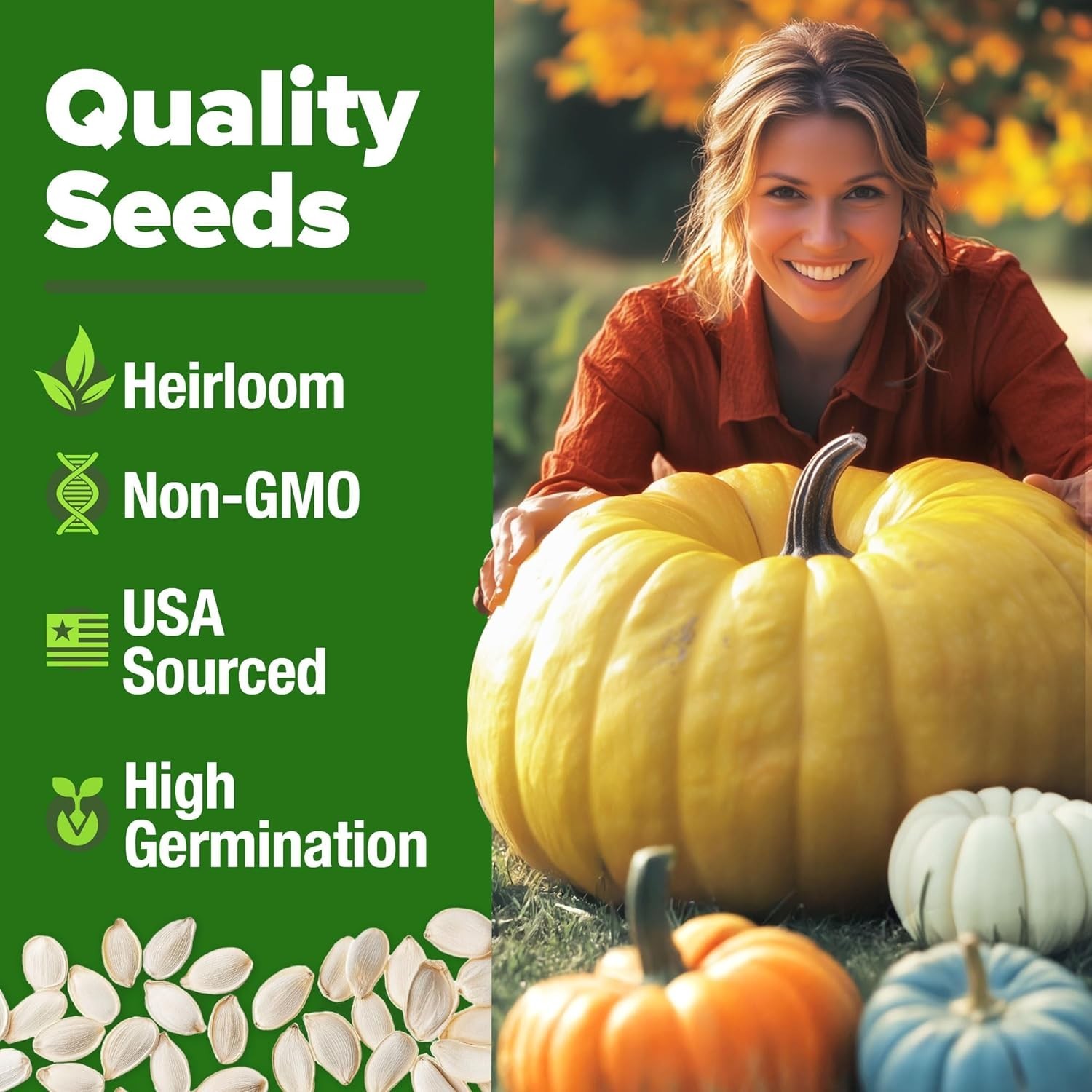 Pumpkin Seeds 5 Variety Mix 40+ Heirloom Non-GMO, High Germination, Connectic…
