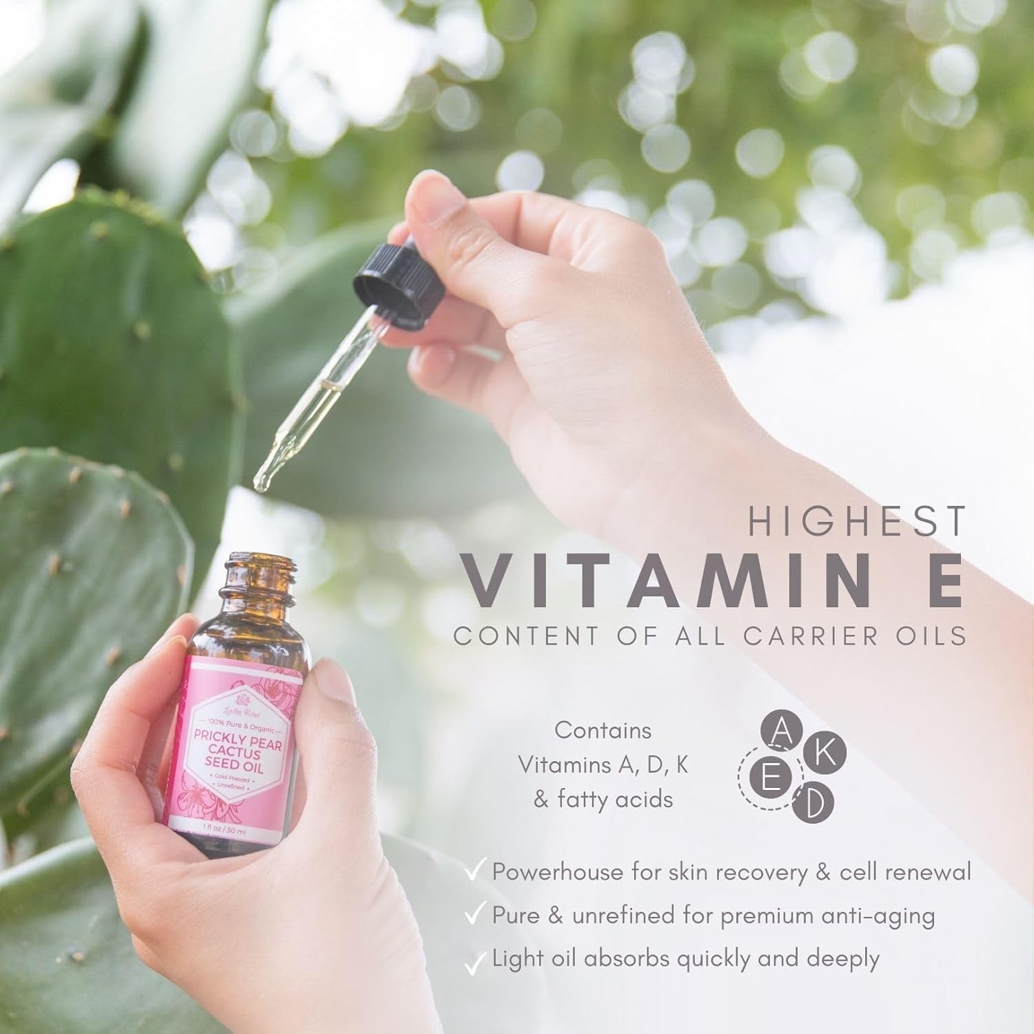 Extra Virgin Cold Pressed Prickly Pear Oil – Luxurious Face & Hair Treatment 1oz