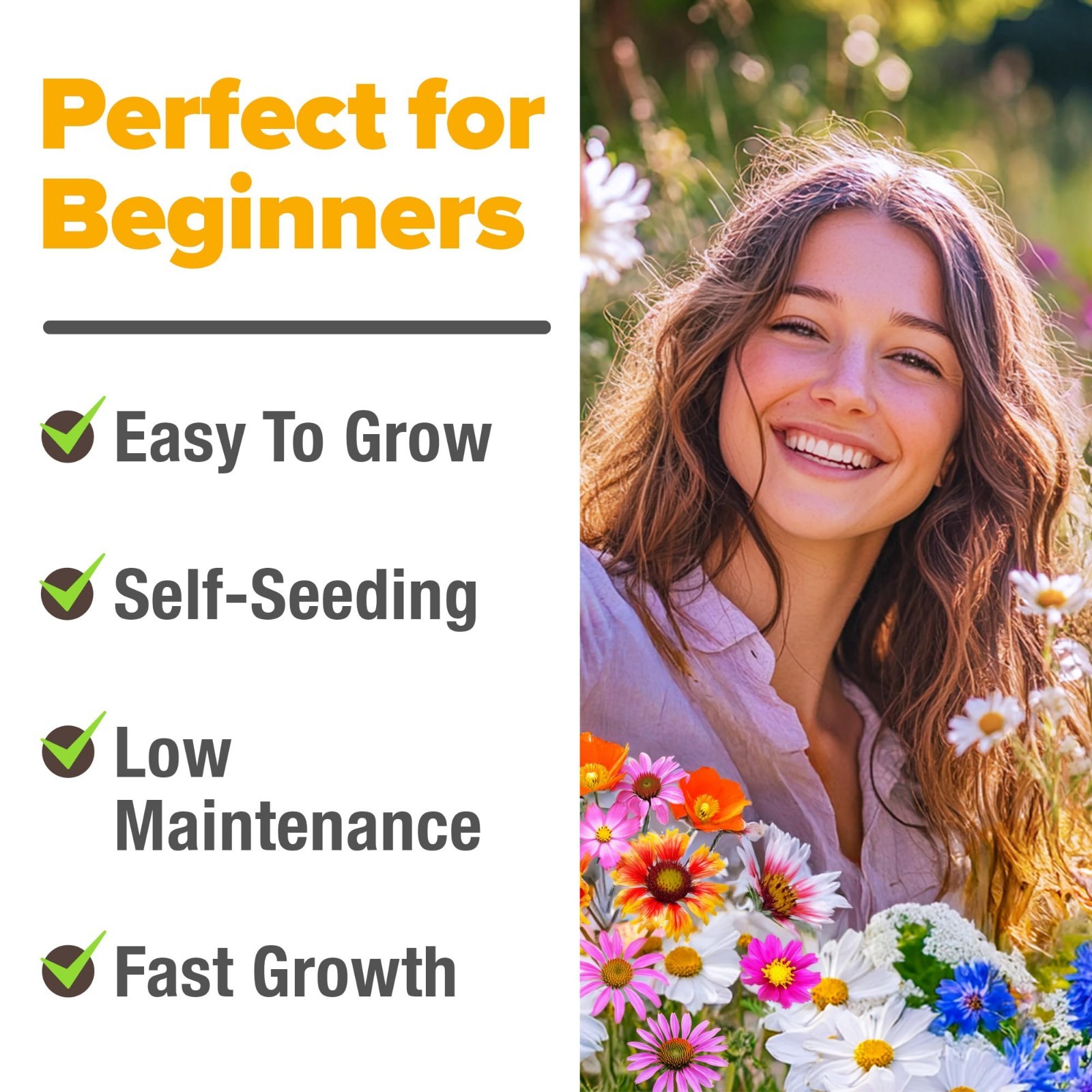 Wildflower Seeds Bulk Mix – 90,000+ Non-GMO Perennial Flower Seeds for Garden –