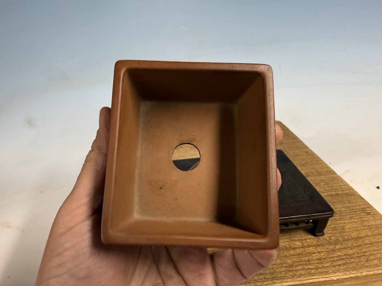 Japanese Unknown Maker Shohin Bonsai Tree Pot 3 1/2” Unglazed W/ Patina