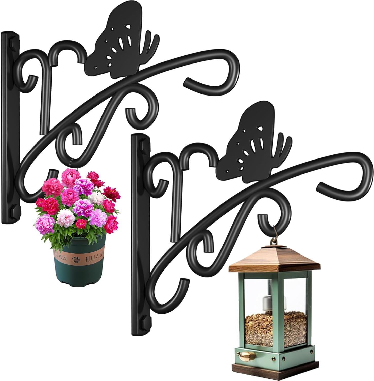 2 Pack Hanging Plant Hanger Outdoor 11 Inch Metal Hanging Brackets Fence Wall Ho