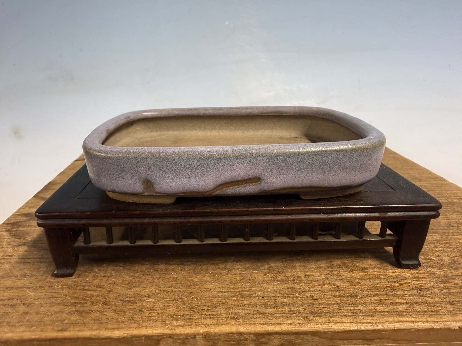 Stunning Blue Glazed Shohin Size Tokoname Bonsai Tree Pot By Hattori 4 3/4”