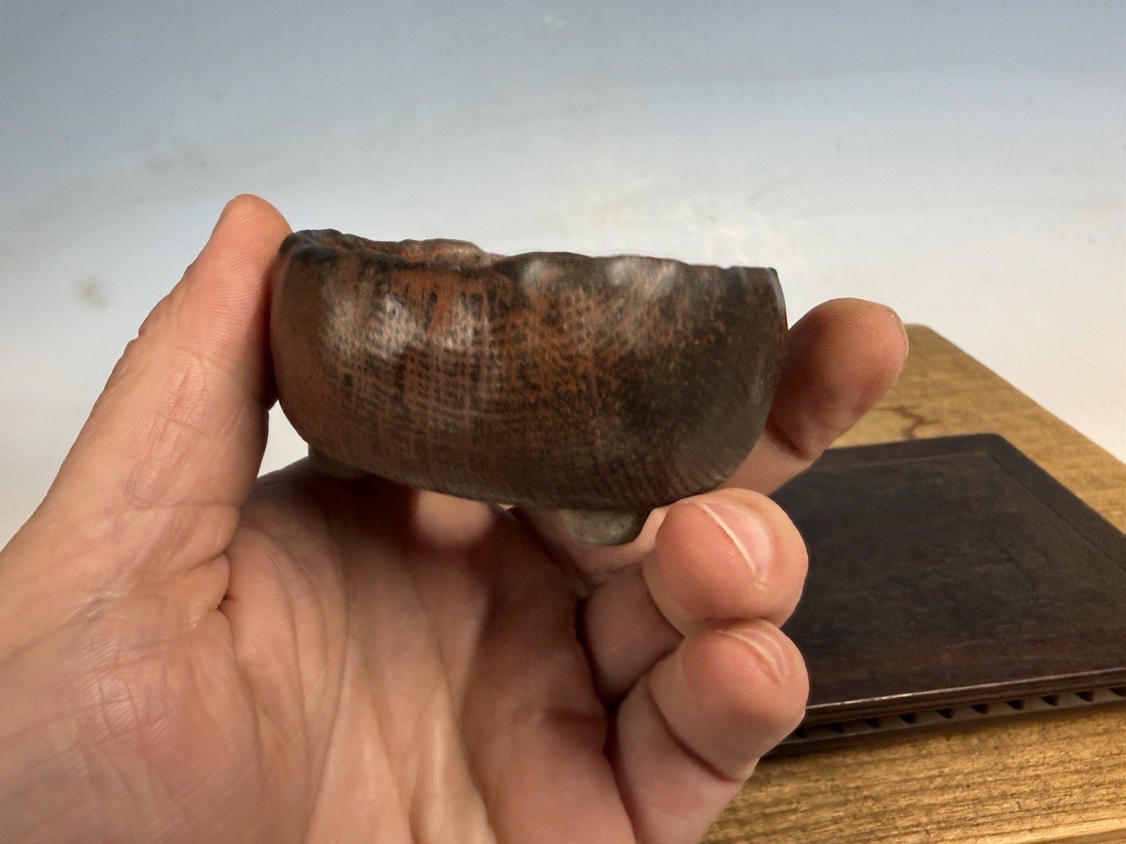 Japanese Unknown Maker Shohin Sized Bonsai Tree Pot 3 By 1 1/2” Unique Color