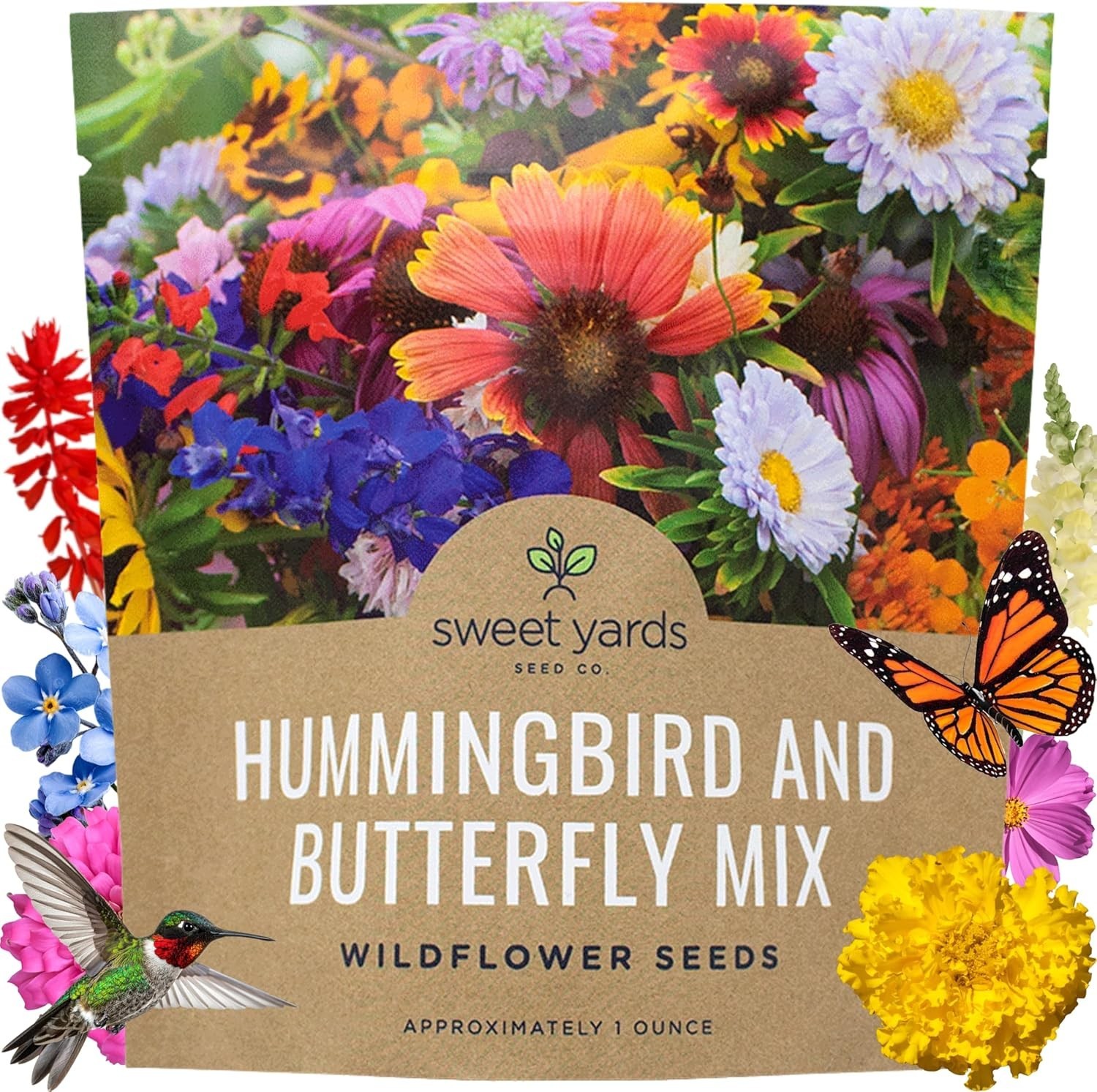 Wildflower Seeds Butterfly and Humming Bird Mix – Large 1 Ounce Packet 7,500+…