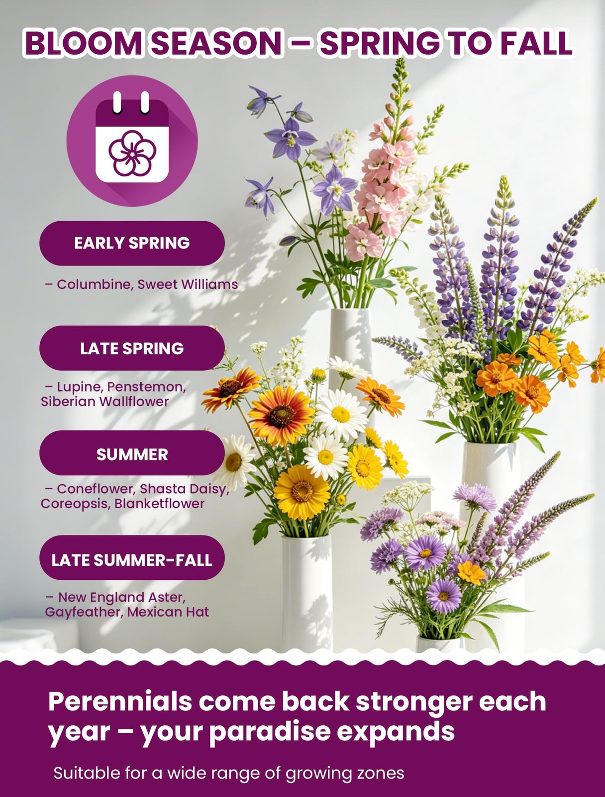 Wildflower Seeds – Perennial Paradise Mix, 21 Heirloom Species, 90,000+ Seeds…