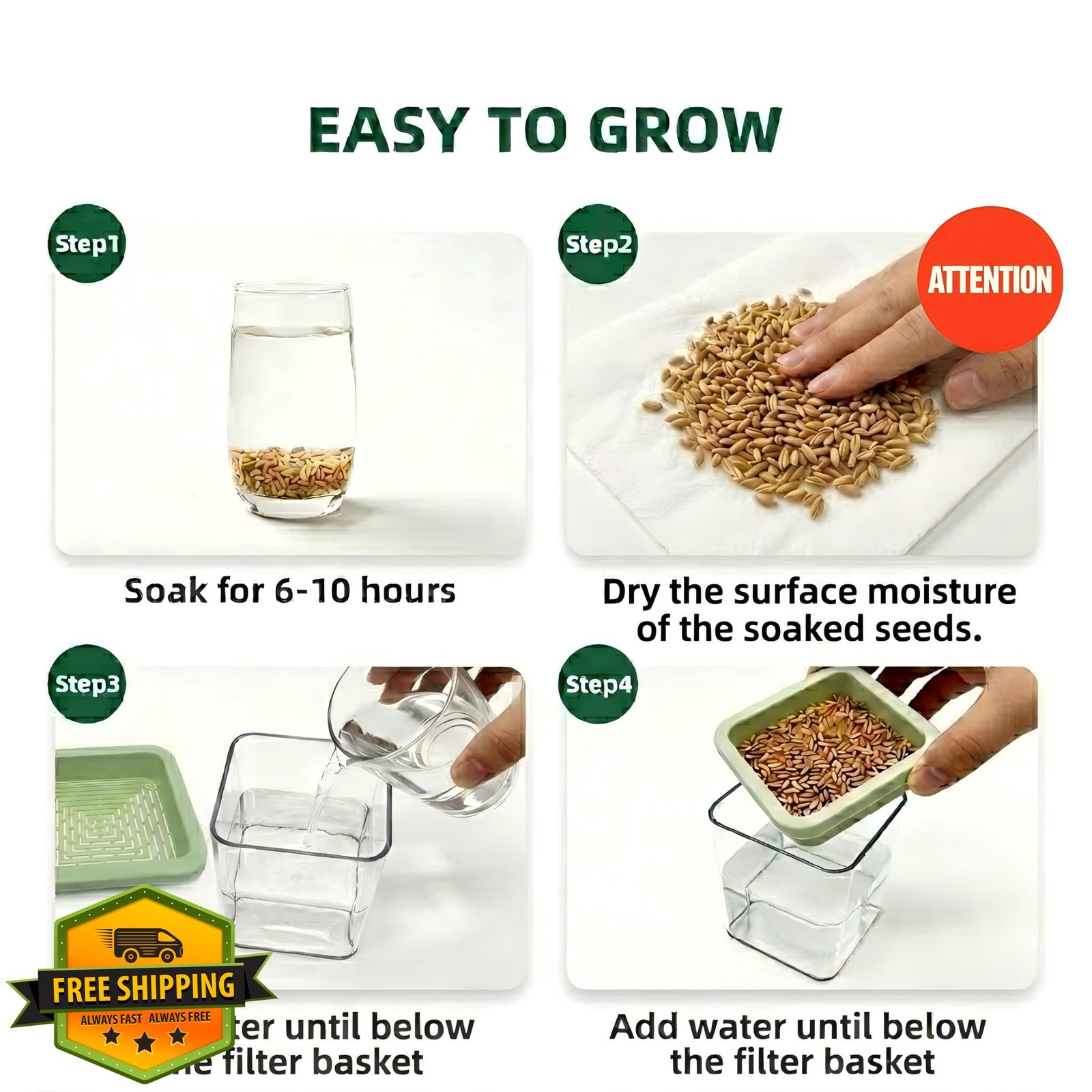 LYKOCLEAN cat grass kit 6pk seeds scissors