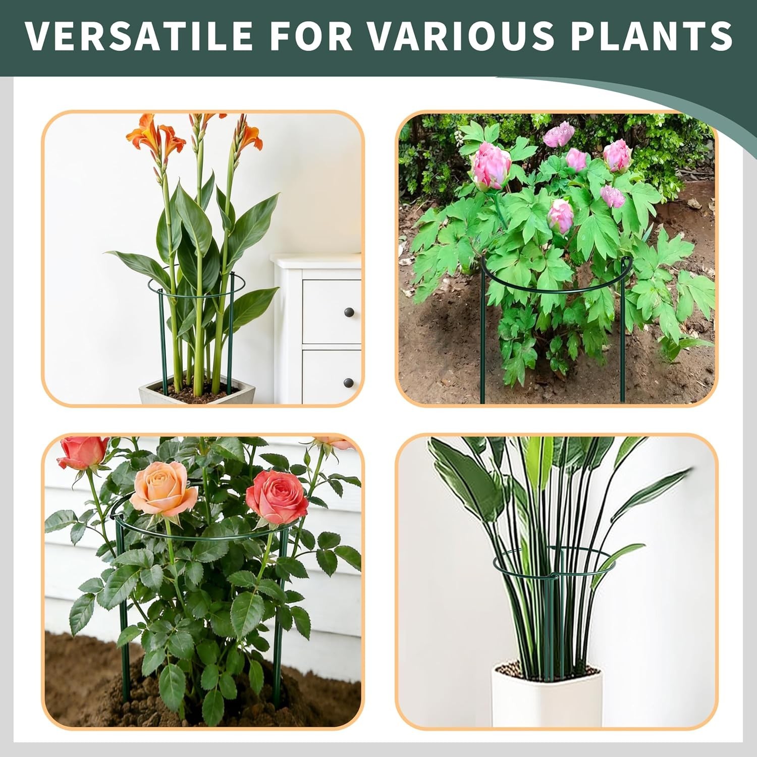 Heavy-Duty 16″ Plant Supports – Set of 4