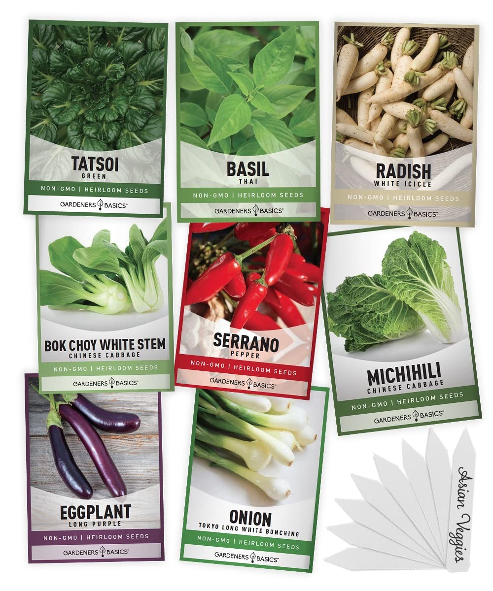 , Asian Vegetable Seeds for Planting 8 Packets Bok Choy, Michihili (Napa) Chi…