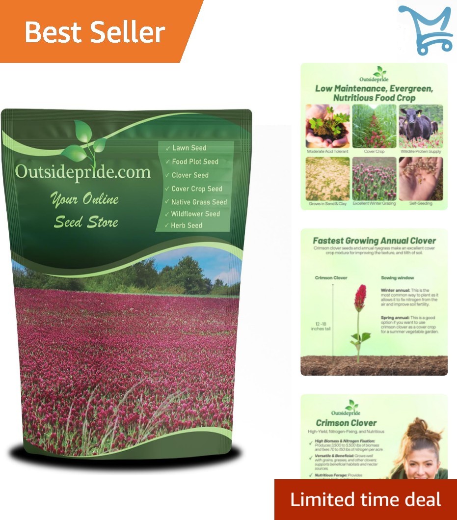 Crimson Clover Seeds 2 lbs Gmo Free Cover Crop Forage Lawn Wildlife