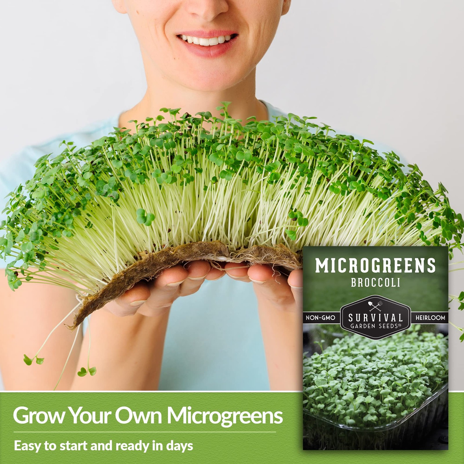 Broccoli Microgreen Seeds for Planting – Non-GMO Heirloom Green