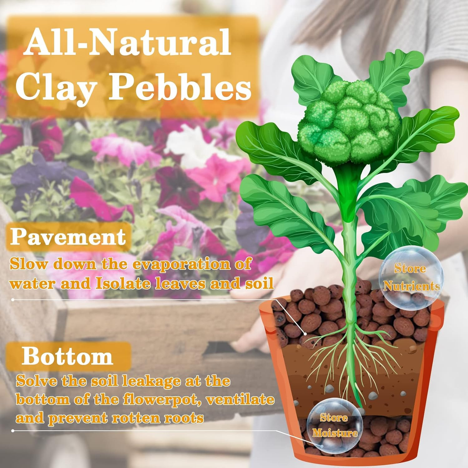 10 LB Organic Leca Clay Pebbles for Plants, 4Mm-16Mm 100% Natural Leca Balls for