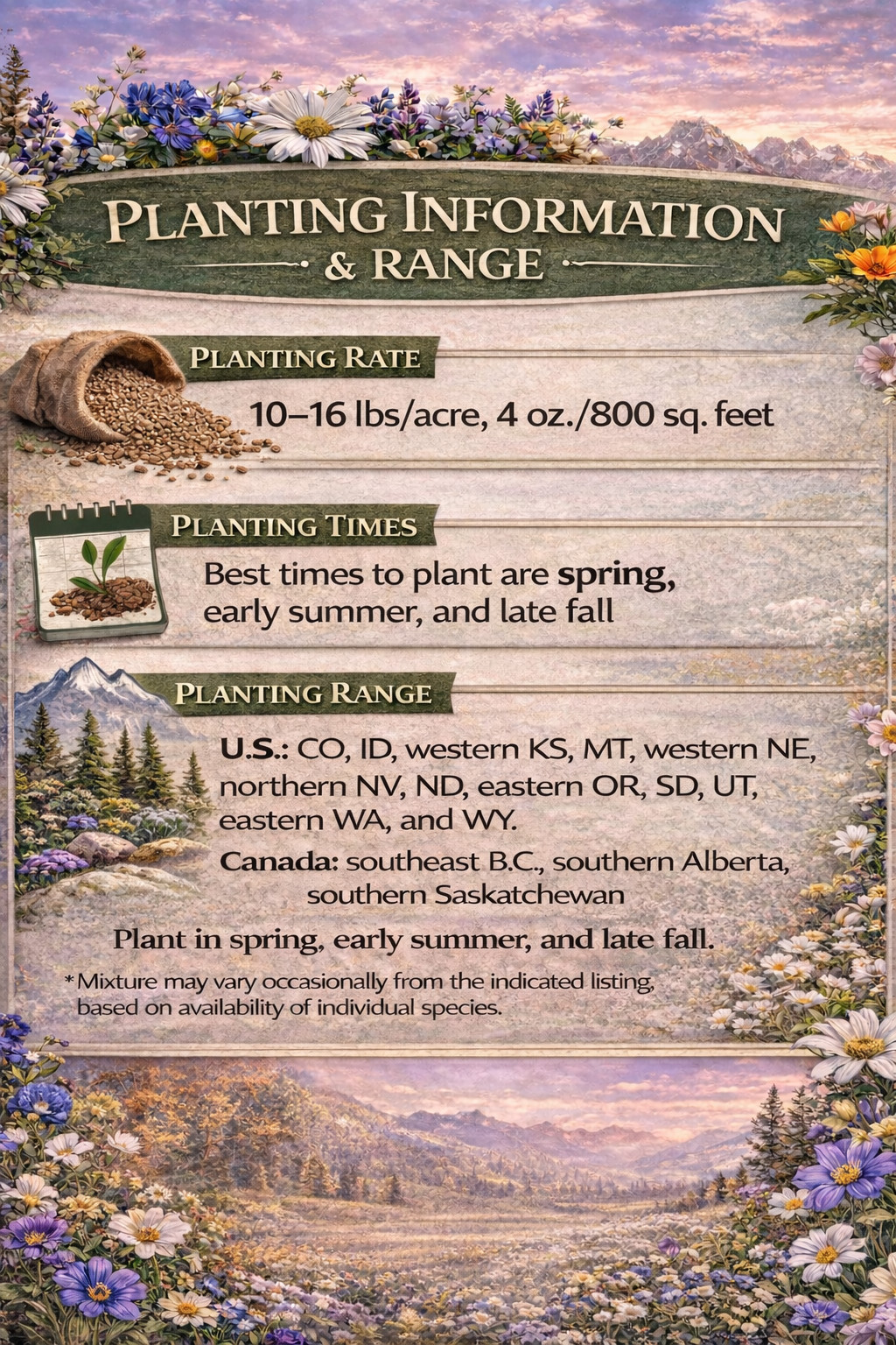 1 Pound Wyoming Western Bulk Wildflower Seed Mix 1lb Covers 3,200sq-ft