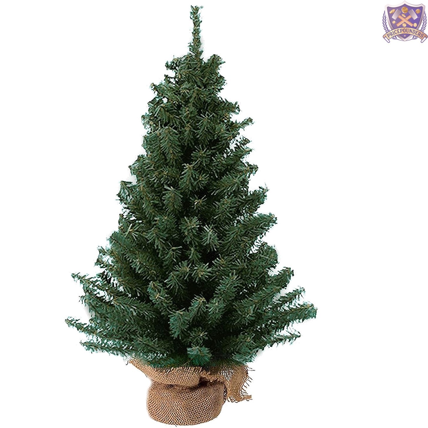 Miniature Pine Tree Christmas Decor 12in Unlit Rustic Burlap Base