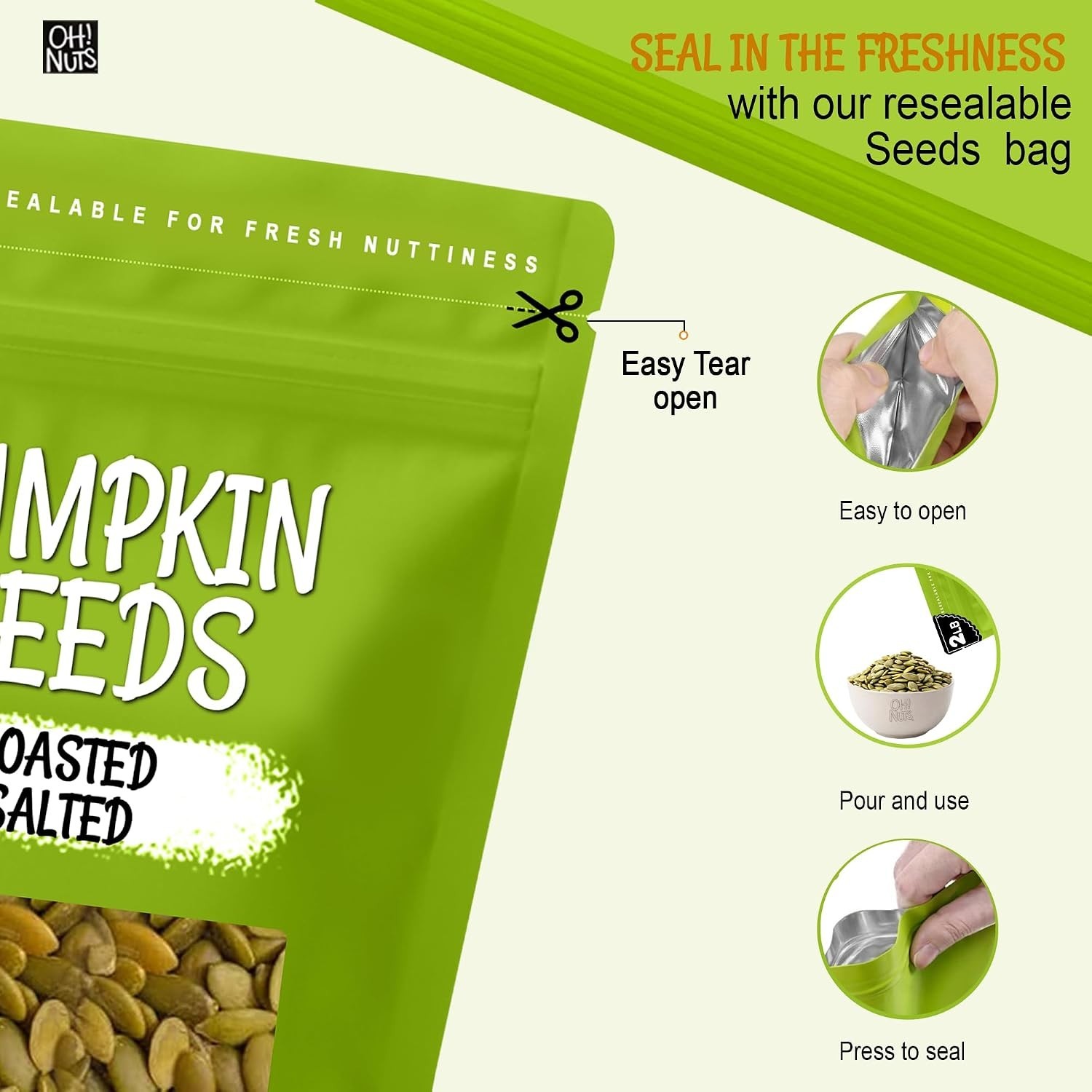 Kosher Certified Roasted Pumpkin Seeds – 2 lb Pack