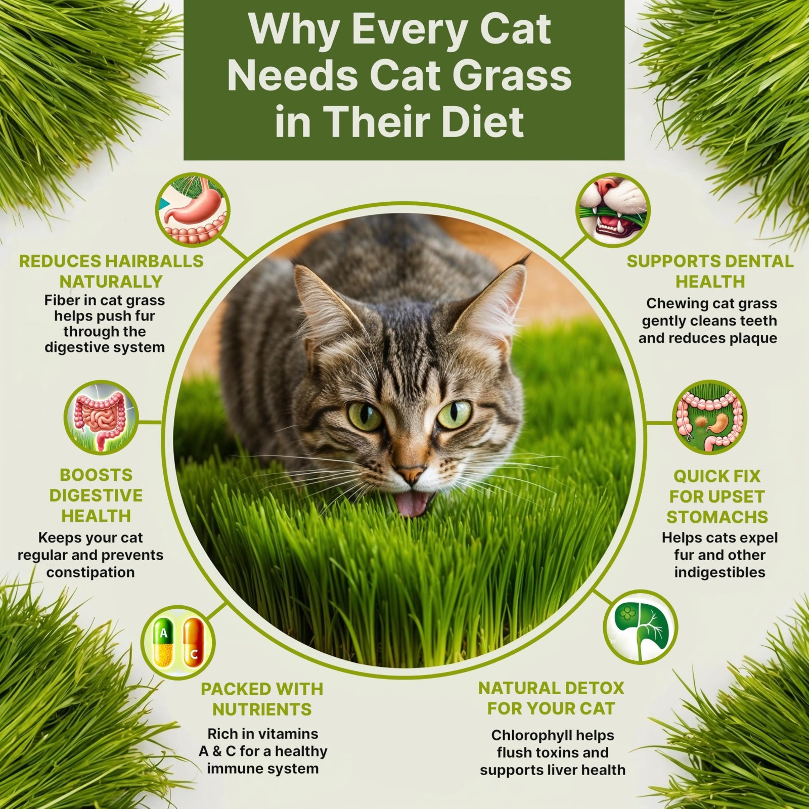 20,800 Non-GMO Cat Grass Seeds Mix – Fresh Barley, Oat, Rye & Wheat for Indoor P