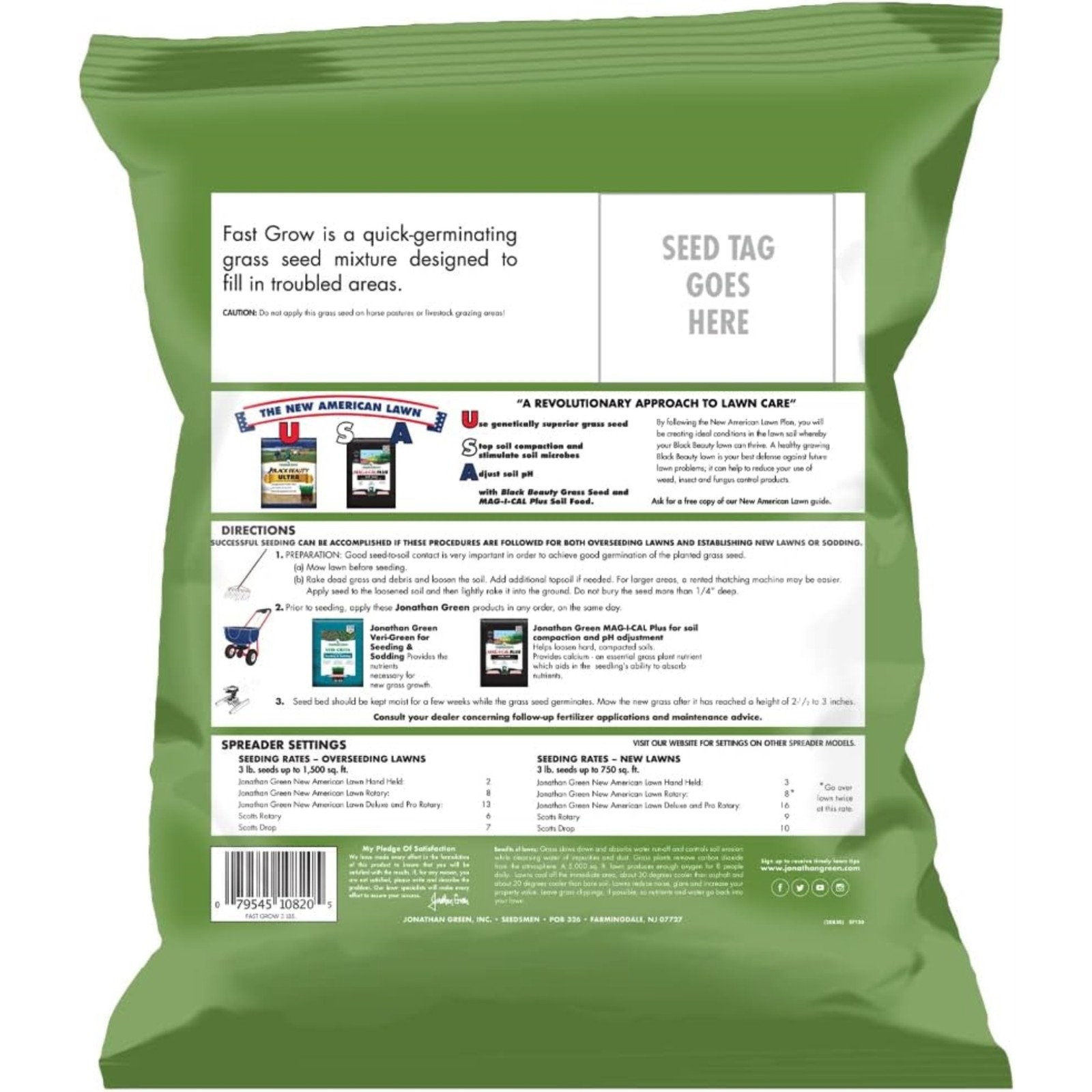 Jonathan Green (#10820) Fast Grow Grass Seed Mixture, 3lb bag, 4 Pack
