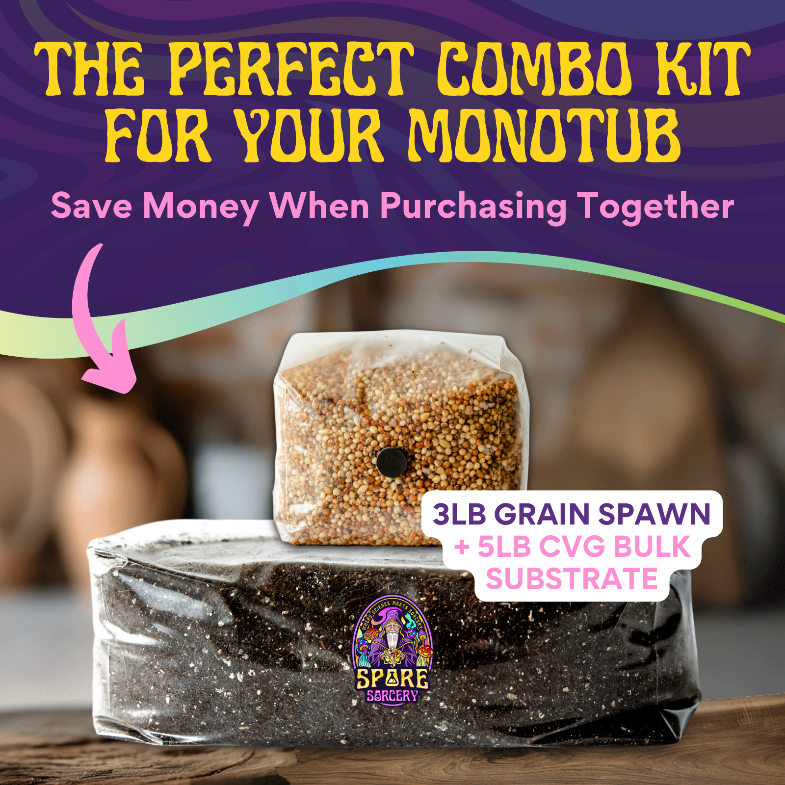 8 LB Monotub Refill Kit | Incl: 3 LB Sterilized Milo Grain Spawn & 5 LB CVG Sub