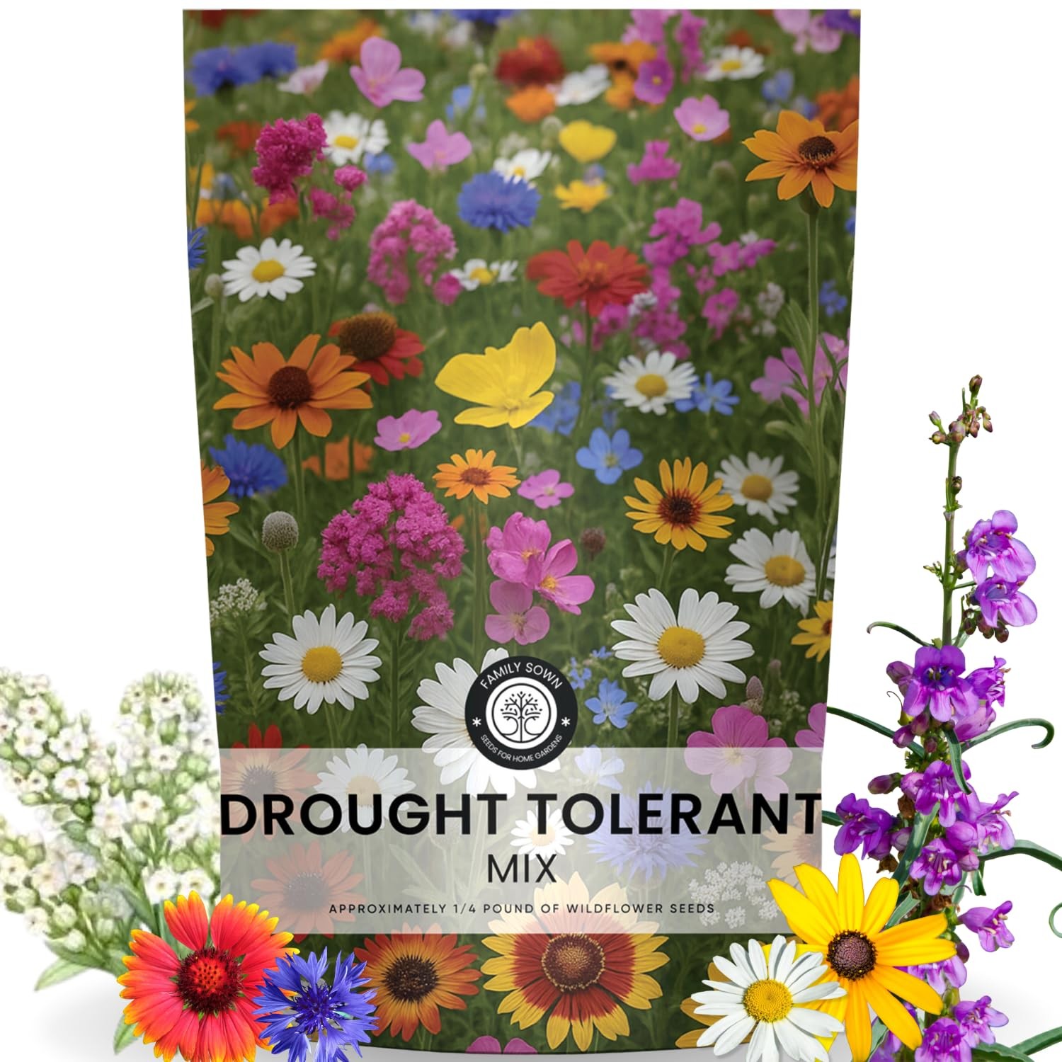 Drought Tolerant Seed Mix 90,000 Seeds for Planting 4 Ounce Pouch