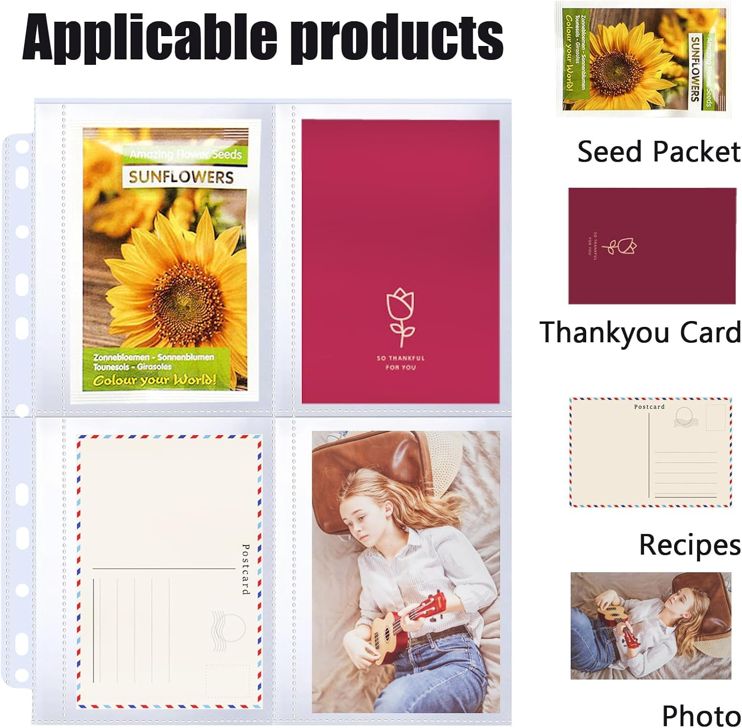 30 Pack 120 Pockets Seed Packet Binder Sleeves, Garden Seed Storage Organizer Pa