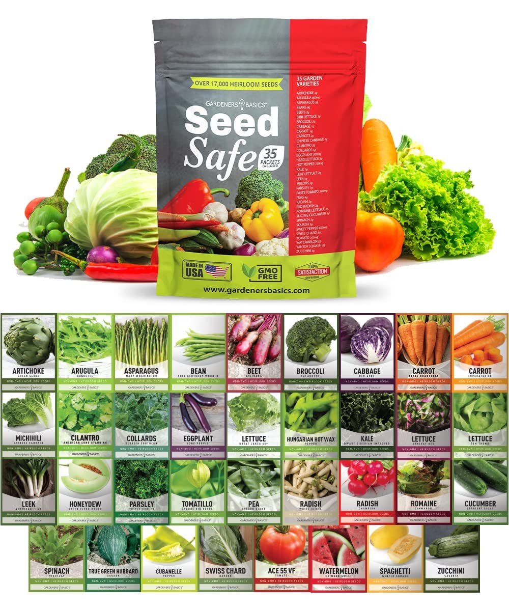Gardeners Basics Seed Safe Kit 35 Easy to Grow Heirloom Vegetable Seeds for …
