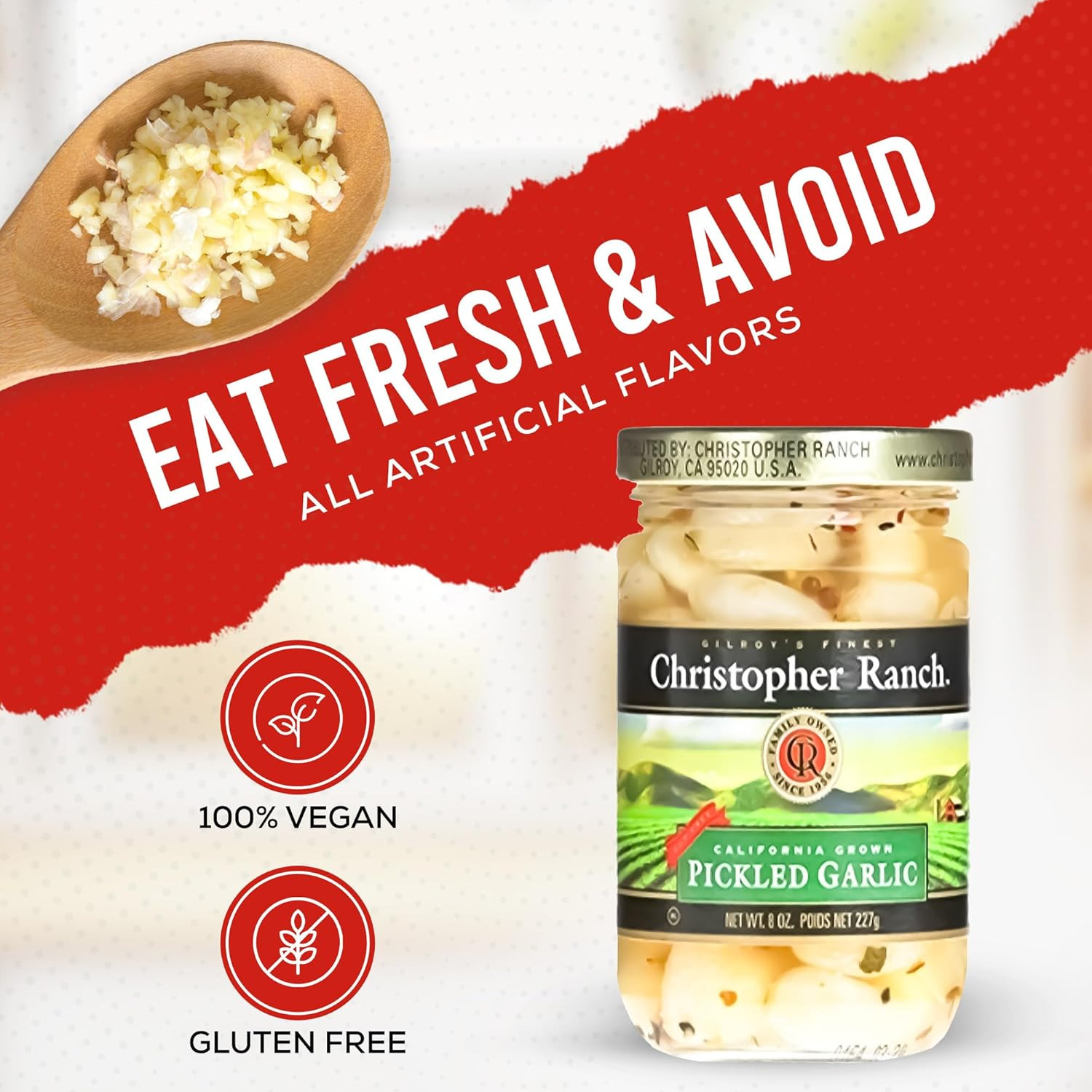 Christopher Ranch Pickled Garlic Cloves in a Jar | 100% California-Grown Fresh G