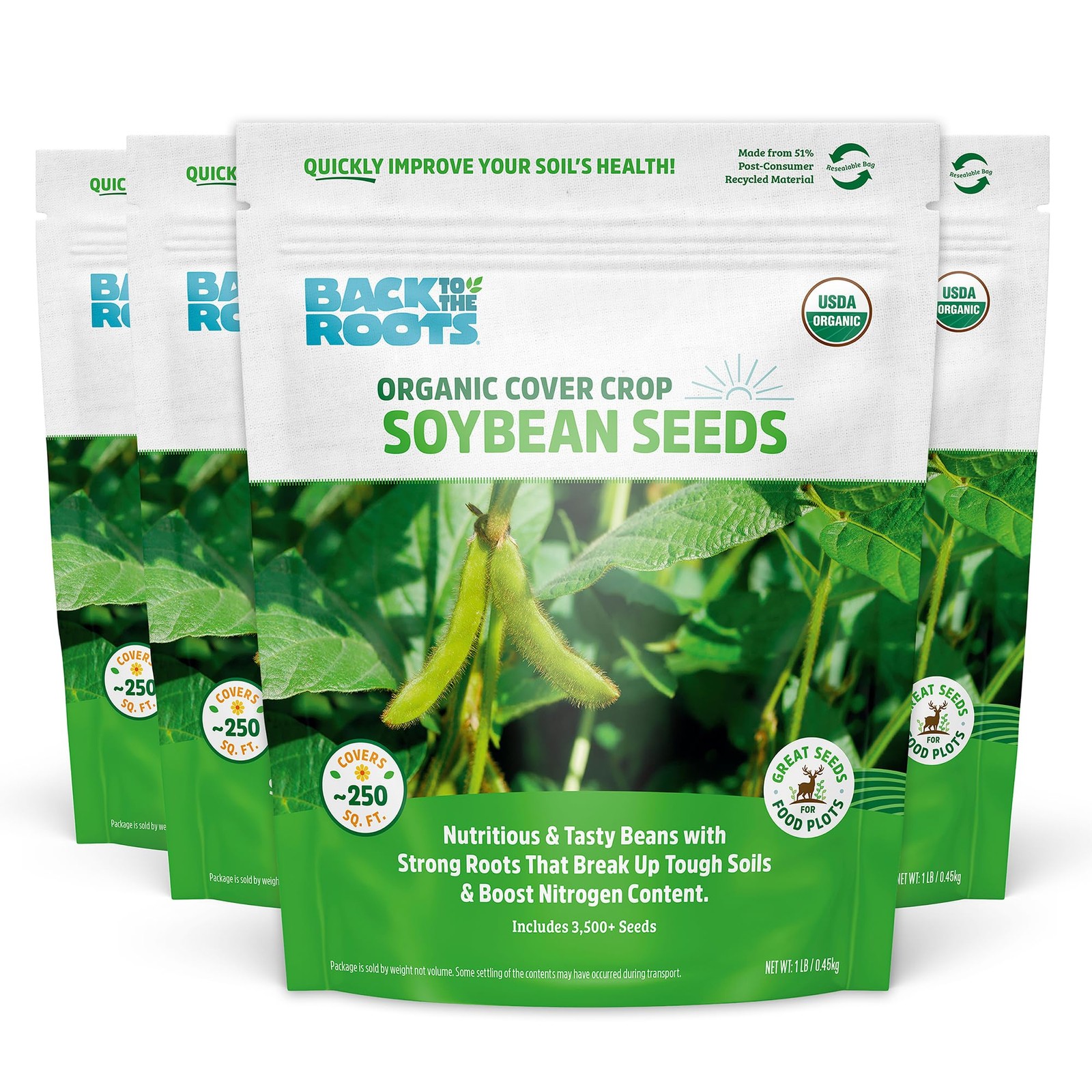 Back To The Roots 100 Organic Soybean Cover Crop Seeds Covers 1000 Sq. Ft.