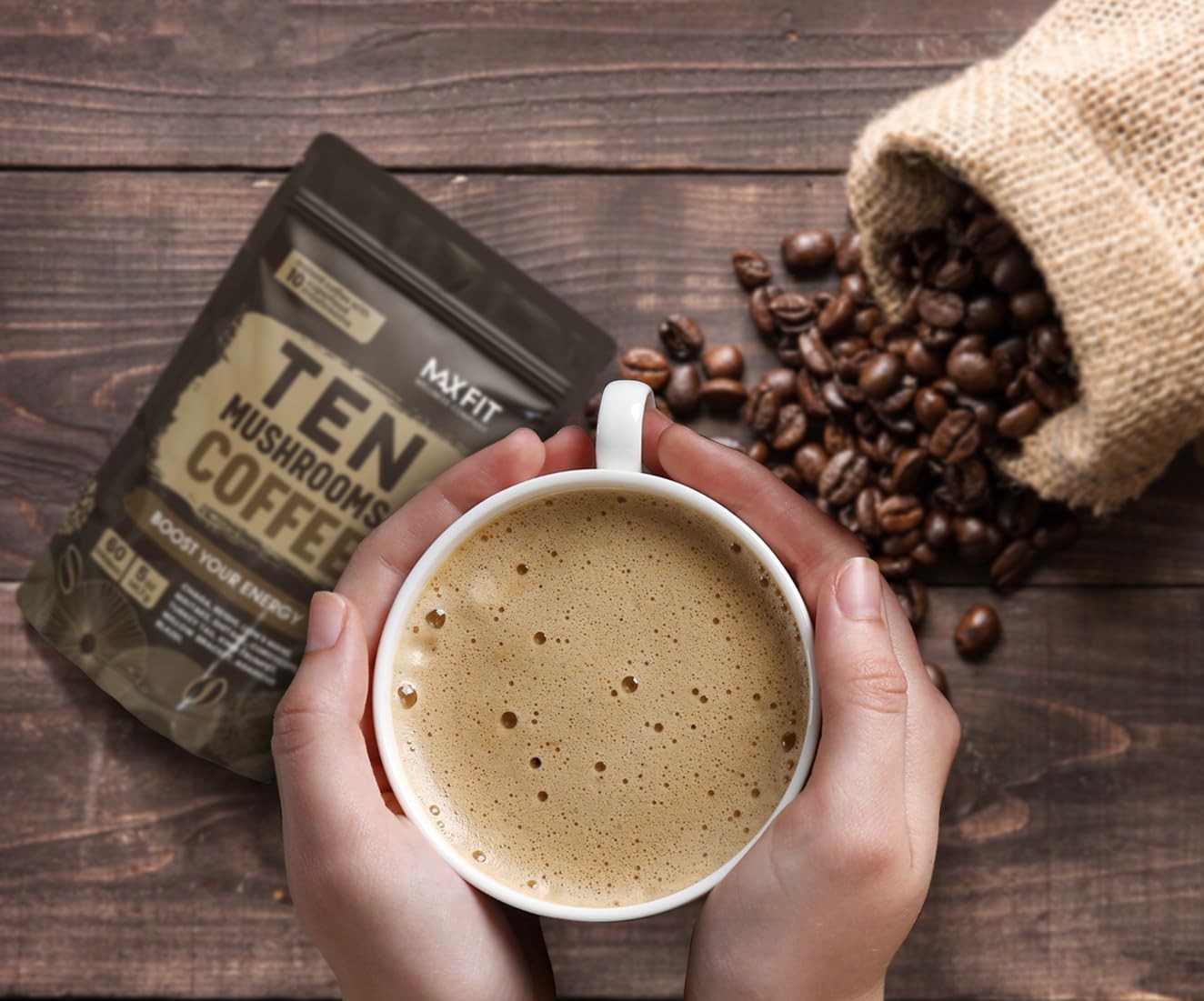 Mushroom Coffee (60 Servings) 10 Mushrooms (Lion’s Mane, Cordyceps, Turkey…