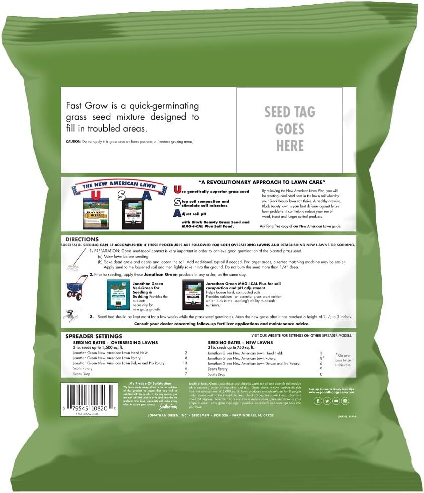 Jonathan Green Fast Grow Grass Seed Mixture, 25 lbs