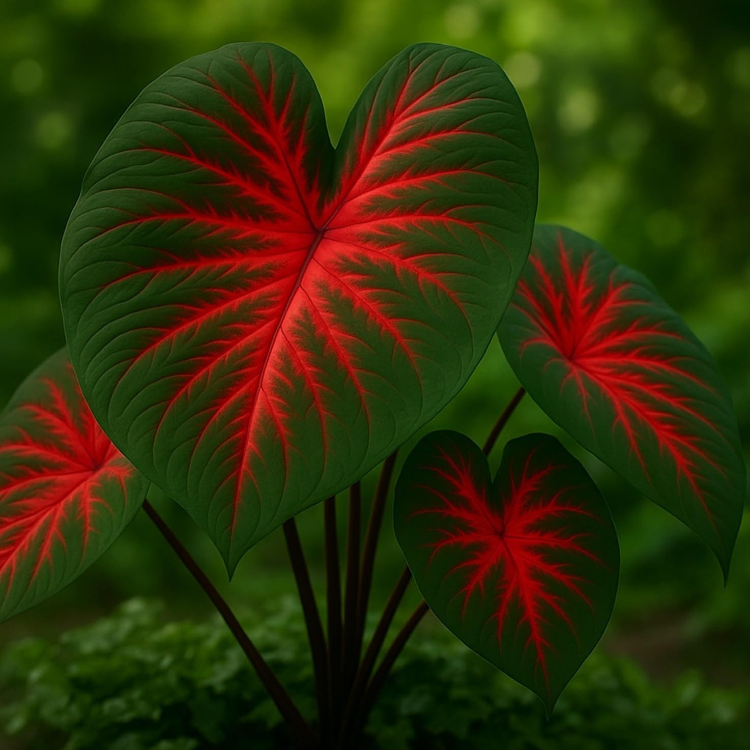 2 Heart’s A’Fire Caladium Bulbs for Planting – Beautiful Spotted Leafs Stand Out