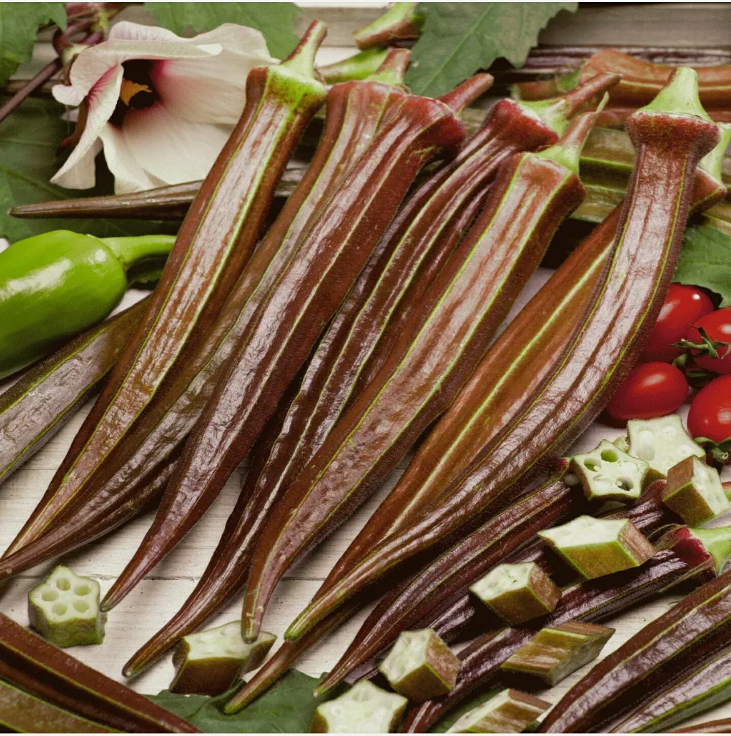 50+ Red Burgundy Okra Seeds (Abelmoschus Esculentus)