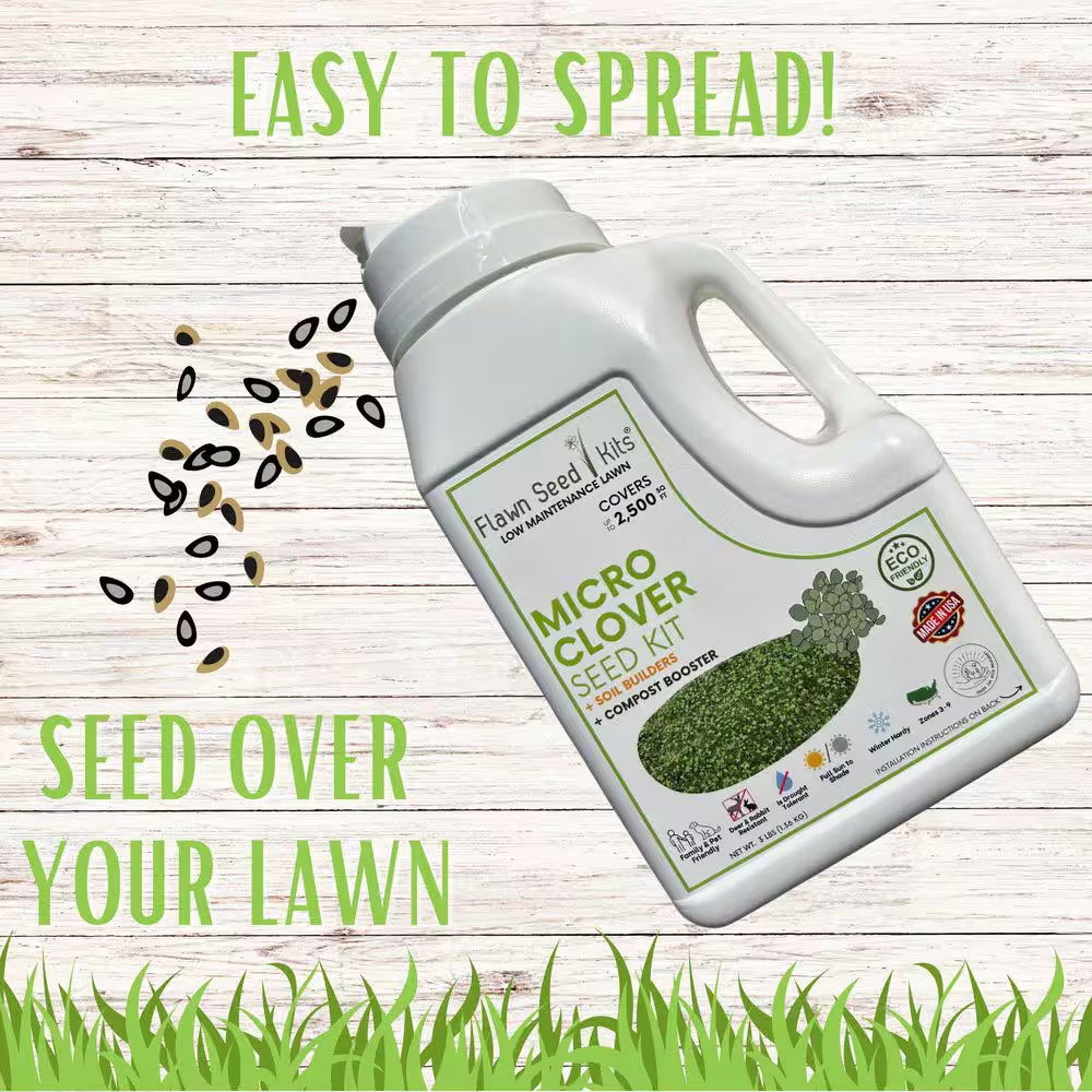 Micro Clover Alternative Grass Seed, Org Coated, Eco-Friendly, Low Growing, Low