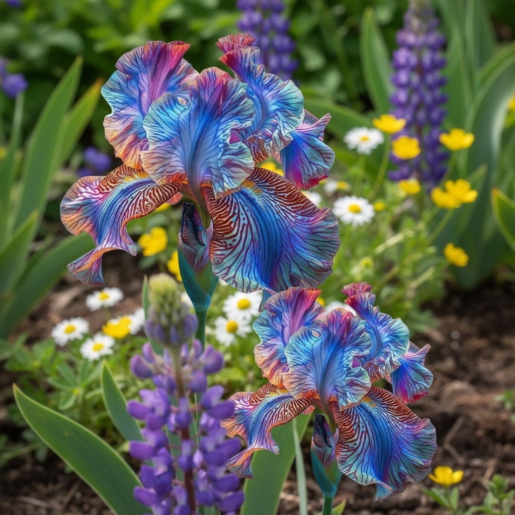 50 Multicolor Iris Flower Seeds – Rare Veined Rainbow Blooms