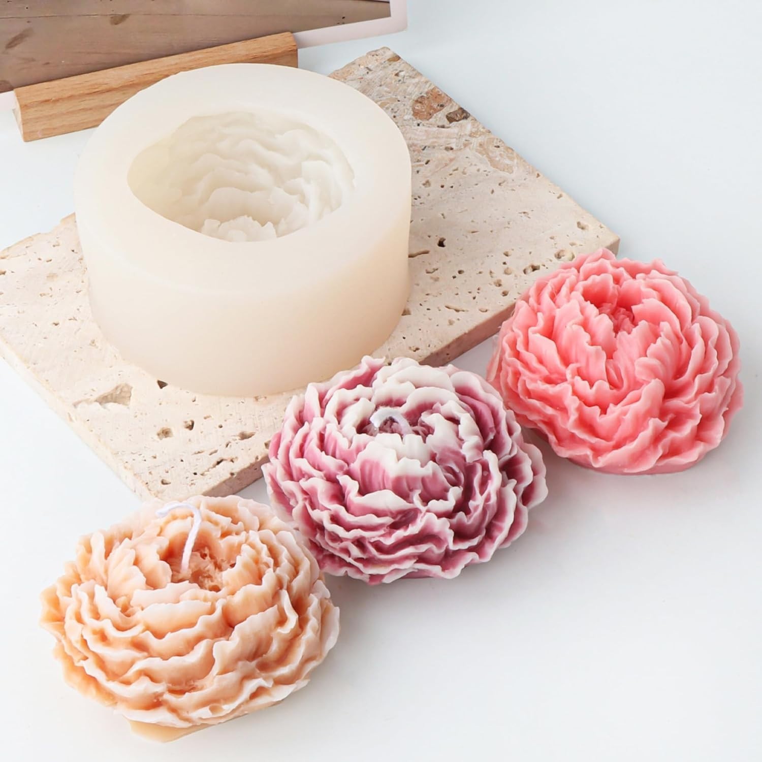 Bud Peony & Rose Mold Set – 3D Silicone Molds for Resin Casting & Candle Making