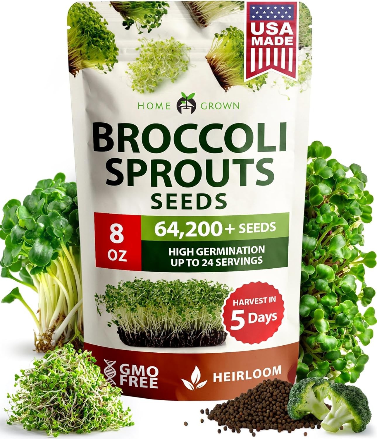 Broccoli Sprouting & Microgreens Seeds – 64,200 Non-GMO Heirloom