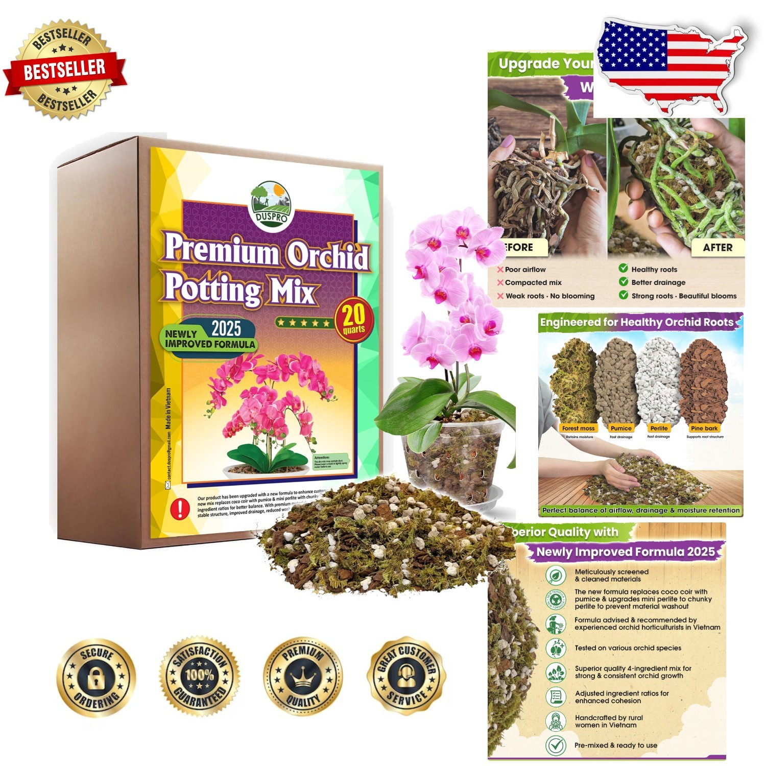 Orchid Bark Potting Mix: 20QT, Enhanced Aeration, Fumigated, Ready-to-Use Blend