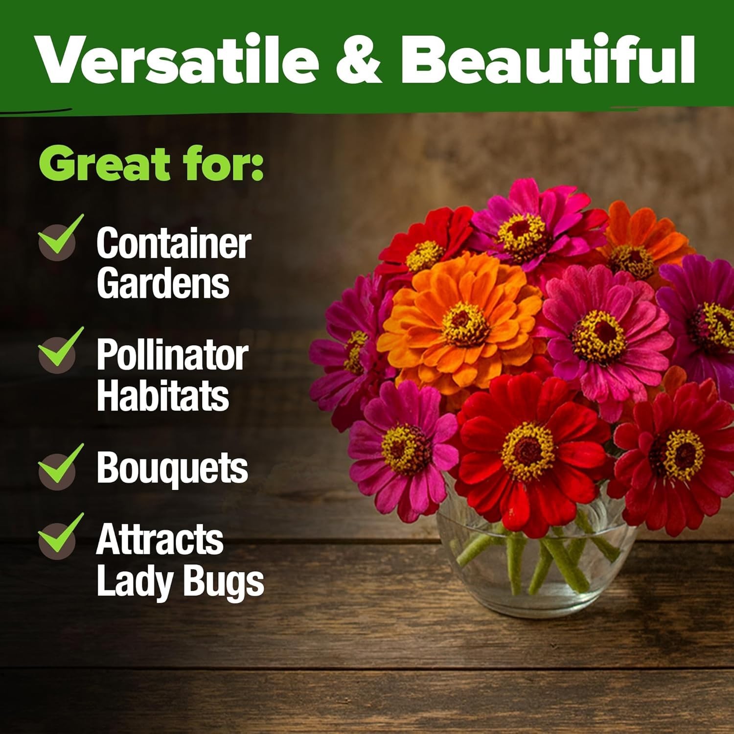 Garden-Ready Zinnia Dahlia Flower Seeds – Attract Pollinators & Bloom All Summer